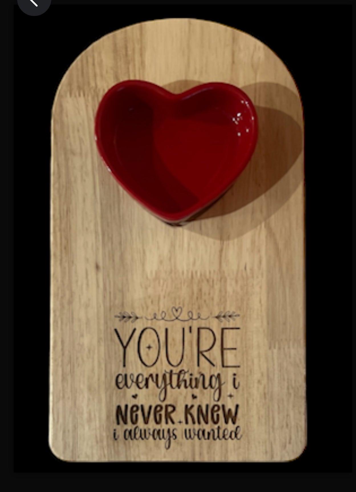 Bamboo Board w/ Red Heart Ramekin