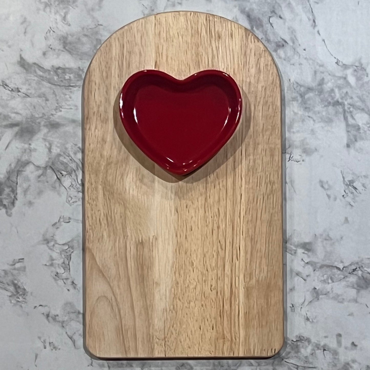 Bamboo Board w/ Red Heart Ramekin